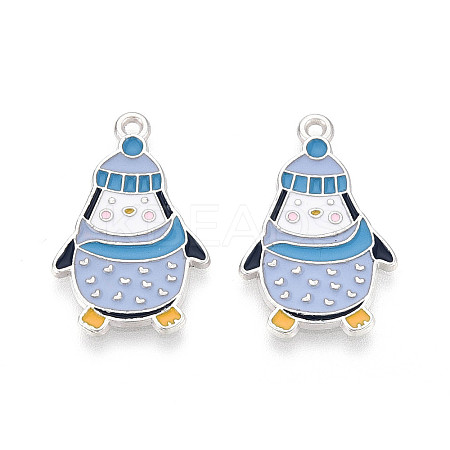 Rack Plating Alloy Enamel Penguin Pendants ENAM-T024-76A-P-1