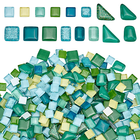 Green Series Glass Mosaic Cabochons GLAA-WH0032-10A-1