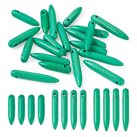 20Pcs Synthetic Turquoise Graduated Spike Beads G-TA0001-44-1