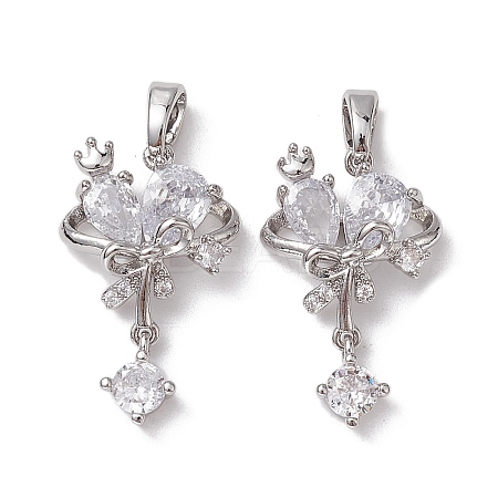 Brass Micro Pave Clear Cubic Zirconia Pendants KK-K360-10P-1