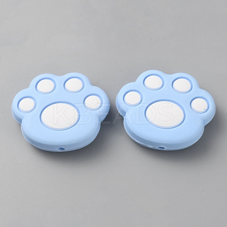Paw Print Food Grade Eco-Friendly Silicone Focal Beads SIL-SZC0003-06D-1