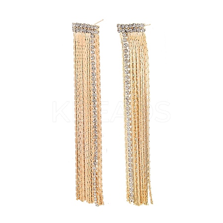 Clear Cubic Zirconia Chain Tassel Dangle Stud Earrings X-EJEW-G321-19G-1