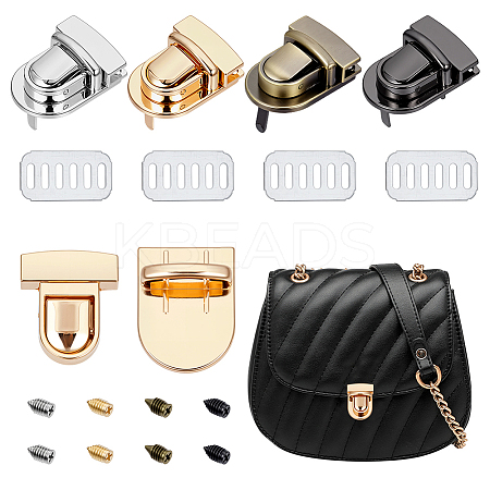 4 Bags 4 Colors Arch Shaped Alloy Purse Locks FIND-NB0006-43-1