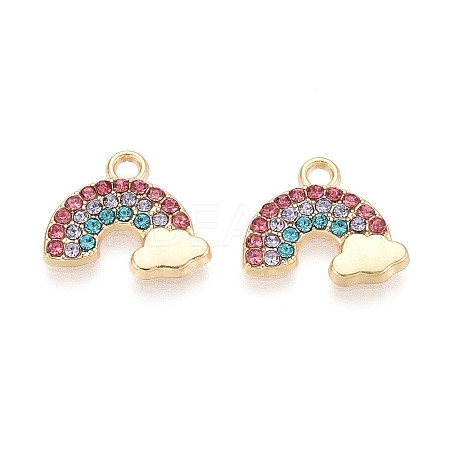 Rack Plating Alloy Rhinestone Pendants FIND-N011-14KCG-1