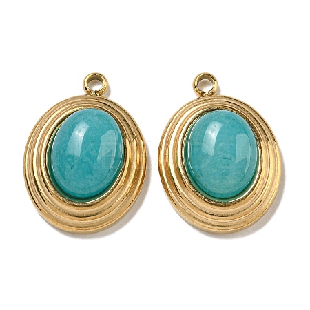 Natural Dark Turquoise Jade Dyed Pendants STAS-L025-007G-06-1