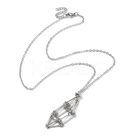 Tarnish Resistant 304 Stainless Steel Macrame Pouch Empty Stone Holder for Pendant Necklaces Making NJEW-TA00100-01-1