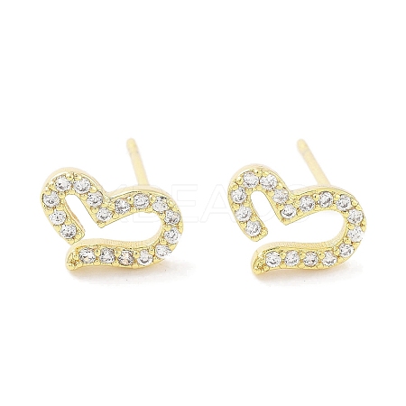 Brass Micro Pave Clear Cubic Zirconia Studs Earring for Women EJEW-S217-A10-1