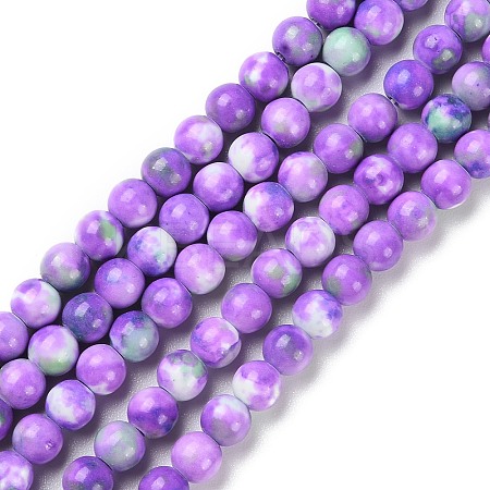 Synthetic Ocean White Jade Beads Strands G-L019-6mm-01-1