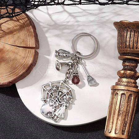 Halloween Tibetan Style Zinc Alloy K9 Glass Keychains KEYC-JKC01237-1