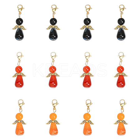CHGCRAFT 12Pcs 3 Styles Natural Agate Alloy Pendant Decorations HJEW-CA0001-31-1