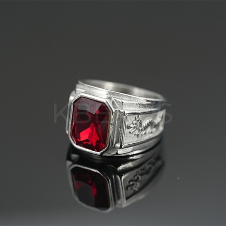 Rectangle 304 Stainless Steel with Cubic Zirconia Finger Rings for Men FS-WG909F6-38-1