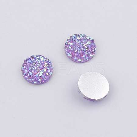 Druzy Resin Cabochons RESI-WH0026-03A-05-1