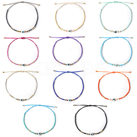 Bohemian Glass Seed Beaded Braided Bead Bracelets EZ3029-1-1