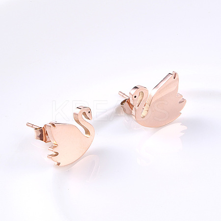 Swan 304 Stainless Steel Stud Earrings DT5024-3-1