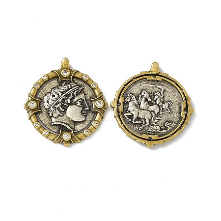 Rack Plating Brass Micro Pave Clear Cubic Zirconia Pendants KK-I696-09-1