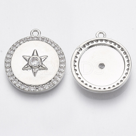 Brass Micro Pave Cubic Zirconia Pendants KK-R130-003-NF-1