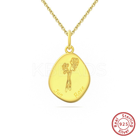Birth Flower Style 925 Sterling Silver Pendant Necklaces STER-M116-05D-G-1