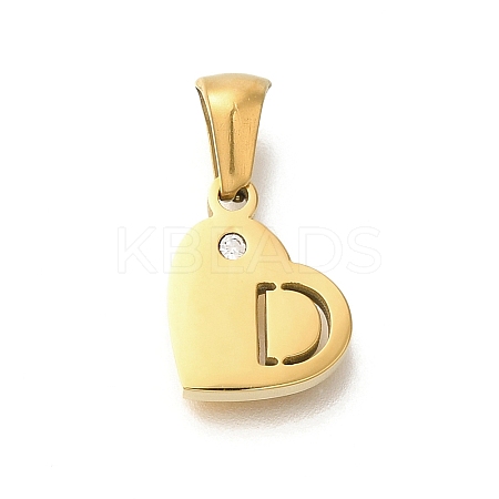304 Stainless Steel Heart Pendants with Rhinestone STAS-Z103-01G-04-1