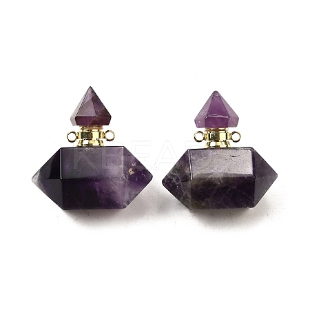 Natural Amethyst Perfume Bottle Pendants G-L623-08G-02-1