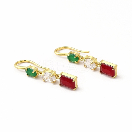 Rack Plating Brass Cubic Zirconia Stud Earrings EJEW-H091-27G-1