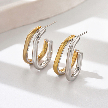 Geometric Outline Design 304 Stainless Steel Double-layer Stud Earrings for Women SL0180-2-1