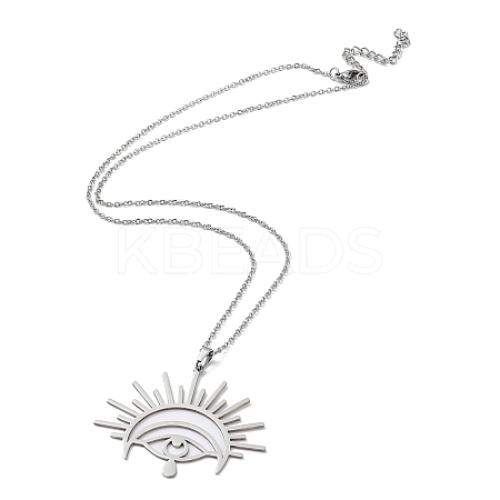 201 Stainless Steel Sun with Eye Pendant Necklace with Cable Chains NJEW-Q317-02P-1
