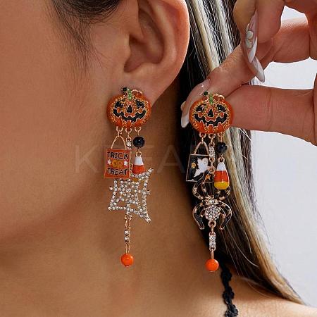 Halloween Alloy Enamel & Rhinestone Stud Dangle Earrings WGDC089-03-1