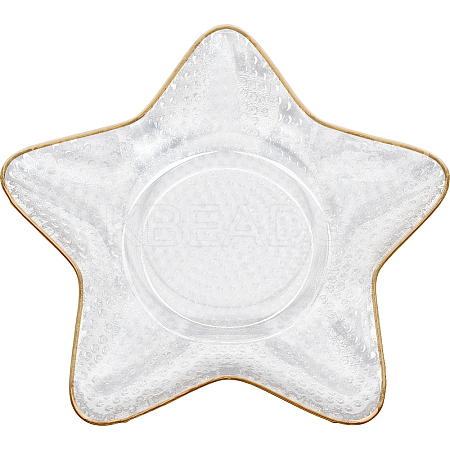 1Pc Ocean Series Transparent Gold Rim Glass Jewelry Plates AJEW-SC0002-79B-1