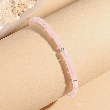 Natural Rose Quartz Heishi Beaded Braided Bracelets SA4116-6-1