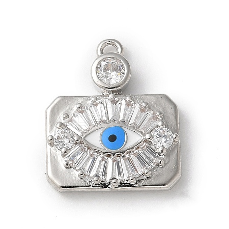 Rack Plating Brass Micro Pave Cubic Zirconia Enamel Pendants KK-P290-56C-P-1