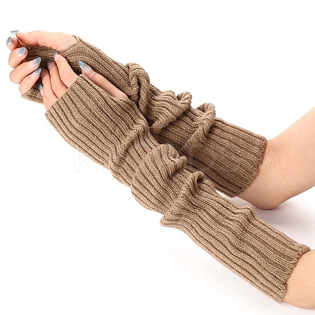 Acrylic Fibers Knitting Long Fingerless Gloves PW-WG9BE2E-11-1