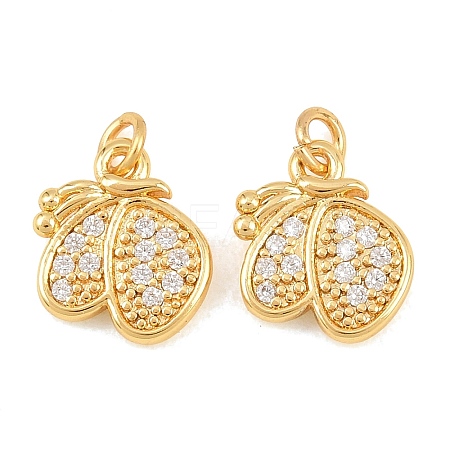 Brass Micro Pave Cubic Zirconia Charms KK-F927-06G-1
