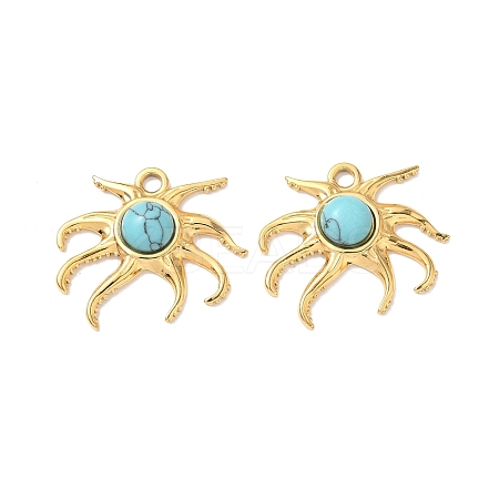 Dyed Synthetic Turquoise Sea Animal Pendants STAS-H483-33C-G-1