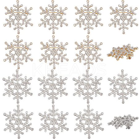 10Pcs 2 Colors Crystal Rhinestone Christmas Snowflake Brooch Pin JEWB-GF0001-29-1