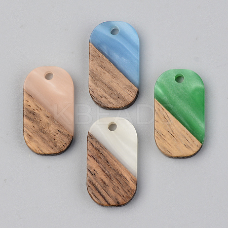 Opaque Resin & Walnut Wood Pendants RESI-S389-023A-C-1