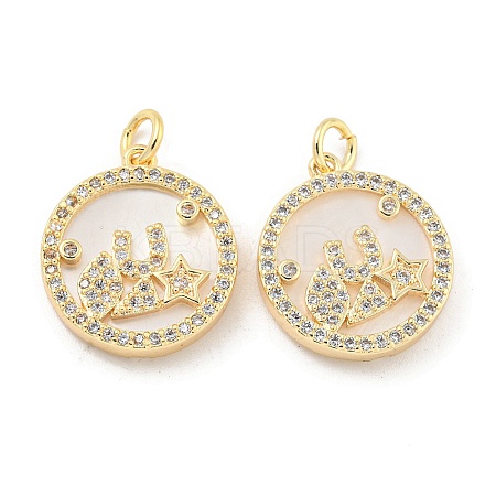 Brass Micro Pave Clear Cubic Zirconia Pendants KK-L211-018G-02-1