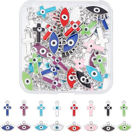 64Pcs 16 Style CCB Plastic Enamel Pendants CCB-FH0001-08-1