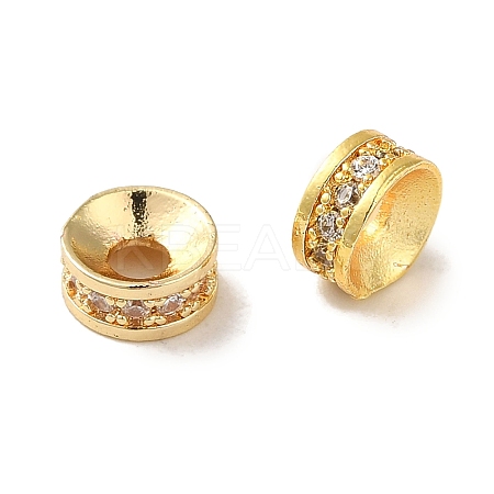 Rack Plating Brass Pave Clear Cubic Zirconia Spacer Beads KK-M285-15G-1