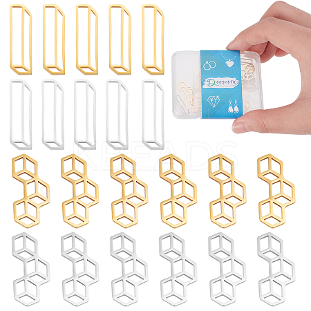 24Pcs 4 Style 201 Stainless Steel Filigree Joiners Links STAS-DC0008-64-1