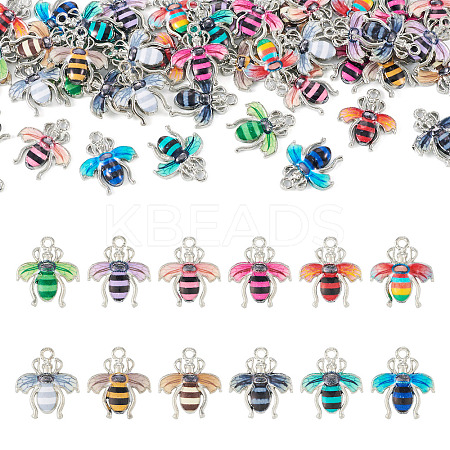 60Pcs 12 Colors Alloy Enamel Pendants ENAM-TA0001-61-1