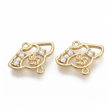Brass Micro Pave Clear Cubic Zirconia Links connectors KK-T051-08G-NF-1