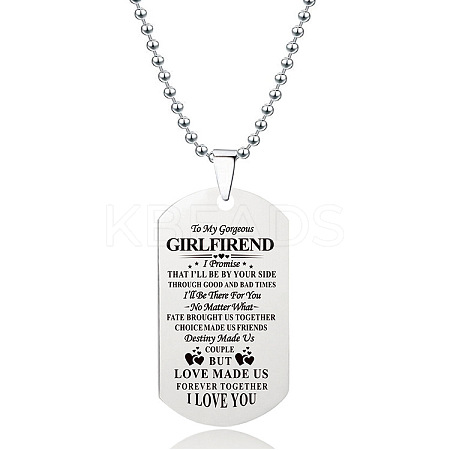 201 Stainless Steel To My Girlfriend Dog Tag Pendant Ball Chain Necklaces FS-WG527E6-35-1