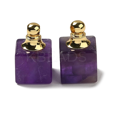 Natural Amethyst Perfume Bottle Pendants G-Z039-04G-04-1
