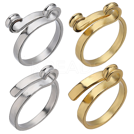 8Pcs 4 Style Alloy Cuff Rings RJEW-SC0001-10-1