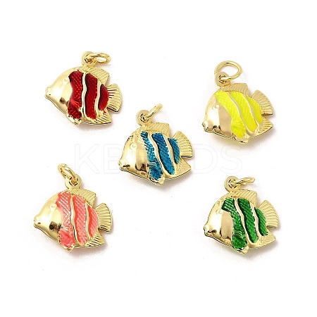 Brass Enamel Pendants KK-I378-13G-C-1