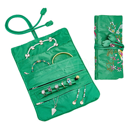 2Pcs Retro Rectangle Silk Zipper Roll Pouches ABAG-GO0001-02D-1
