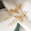 Bowknot Brass Micro Pave Clear Cubic Zirconia Hoop Earrings for Women LS-EJEW-A110-03G-1
