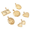 6 Pcs 6 Styles 316 Stainless Steel Locket Pendants STAS-TA0003-40-2
