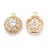 Brass Cubic Zirconia Pendants ZIRC-R015-112G-2