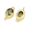 Brass Pave Cubic Zirconia Oval Connector Charms KK-P348-07G-02-2